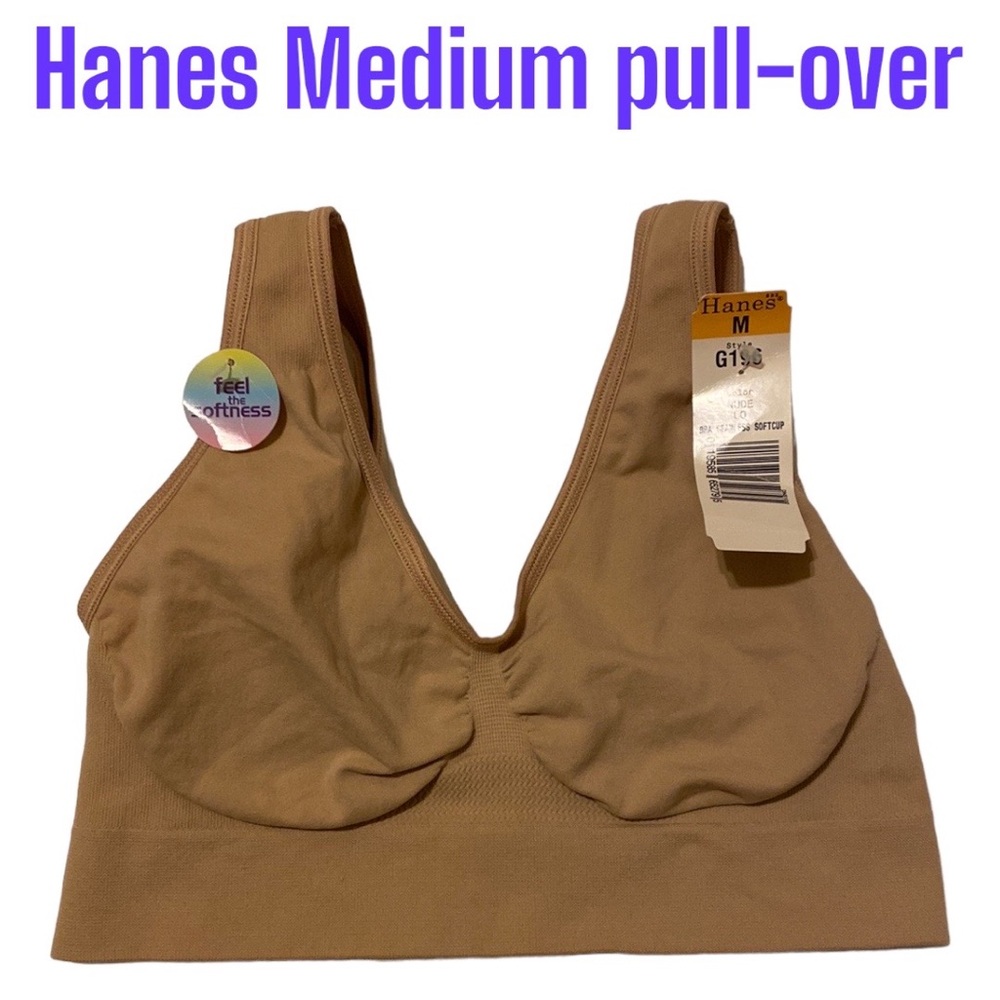 3/$30* NWT Medium Hanes Nude Seamless Softcup Bra Sleep SoftComfortable Bralette - Picture 1 of 8